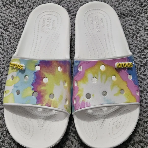 Mens Tie-Dye Crocs Classic Slides - Size 12 - Picture 5 of 7